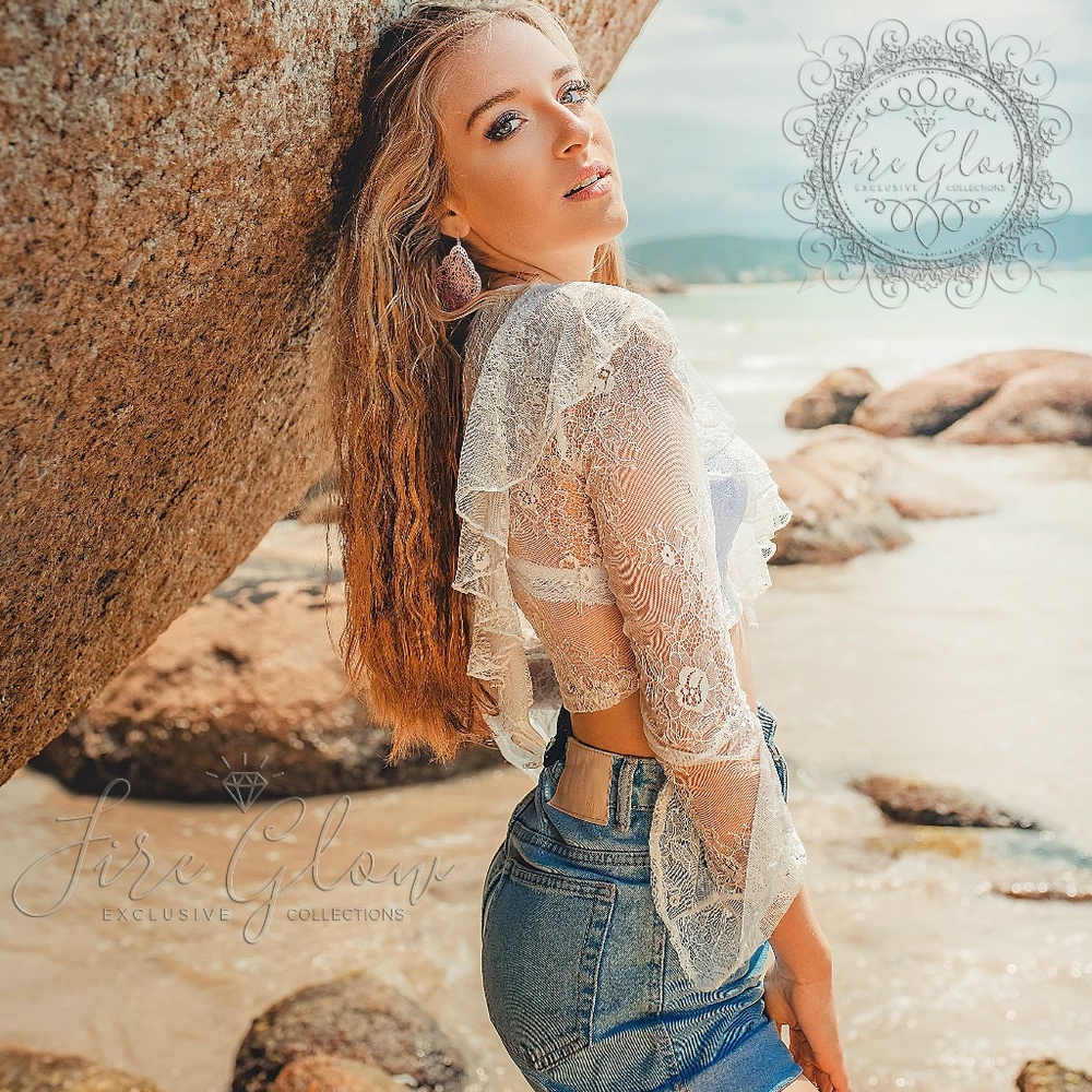 Boho Mandala Laser Cut Filigree Rose Gold Earrings - Picture 5 of 7